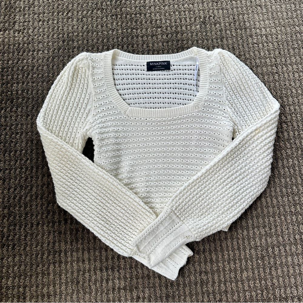 MINKPINK Cream Knit Cropped Sweater